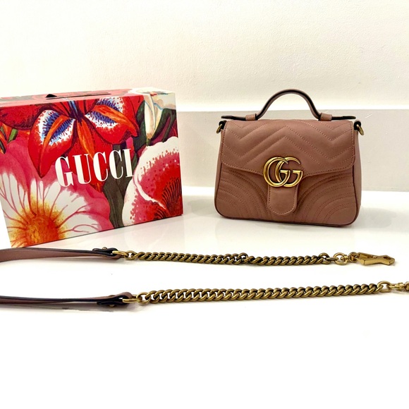 Gucci Pink and Gold Satchel Bag - Picture 2 of 3